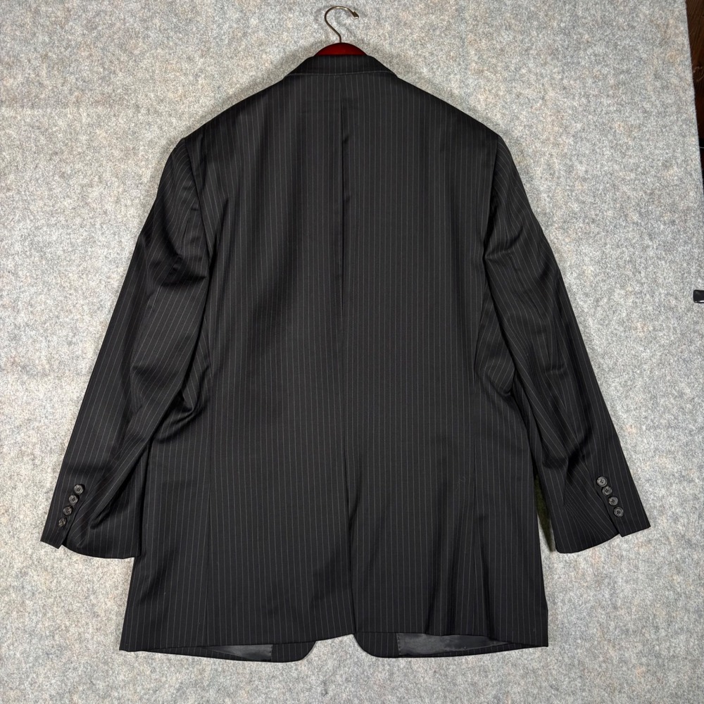 Lauren Ralph Lauren Suit Men 46L 40x34 Black Pinstripe 100% Wool 2pc Blazer Pant